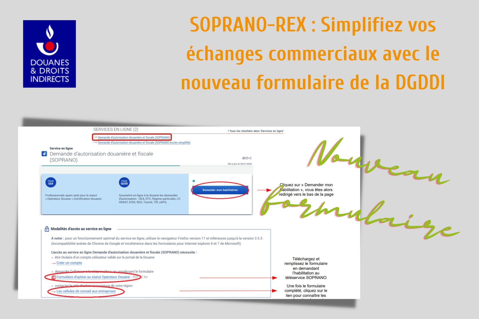 Photo SOPRANO-REX : Simplifiez vos échanges commerciaux avec le nouveau formulaire de la DGDDI 